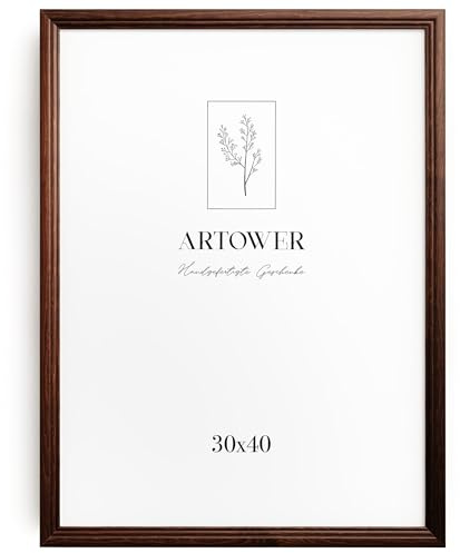 Artower® Bilderrahmen Vintage Braun Holz Rahmen für 30 x 40 cm | Posterrahmen Groß für Collage | Picture Frame Vintage Brown Wood 30x40 cm | Retro Schmal Bilderrahmen | Braun Poster Rahmen
