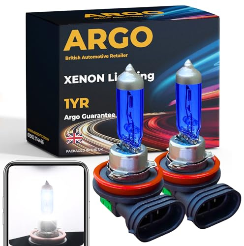 Argo H8 Headlight Bulb 100w Xenon White 6000k 12v PGJ19-2 Front Fog Light Bulb Lamp Car Van Main Dipped High Low Beam Halogen Bright Upgrade H8 708 Car Headlight Bulb H8 Bulb
