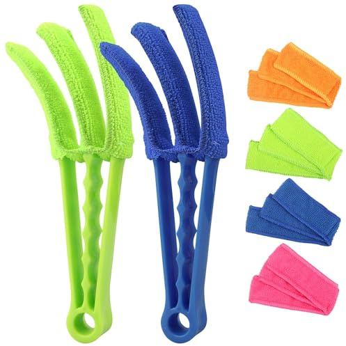 Dzxin Limpiador de Persianas, 2 Abrazaderas y 6 Fundas Removibles, Limpiador Aire Acondicionado Venetian Blind Cleaner para Limpiar el Polvo en Persianas, Rejillas de Aire Acondicionado