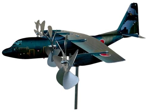 Aereo girandola segnavento modello Lockheed C-130 Hercules in acciaio inox su cuscinetti a sfera. Oggetto da collezione. (Green)