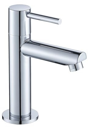 Florenta Kaltwasserhahn Gäste WC für kleine Waschbecken, Kaltwasserarmatur Waschtischarmatur aus Messing mit 50cm Anschluss, Wasserhahn Bad Einhebel für Badezimmer Chrom