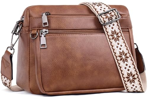 MUIIKOLA Sac à bandoulière pour femme, sac à bandoulière pour femme, sac à bandoulière en cuir, large sangle souple