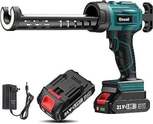 Uaoaii Pistolet à Cartouche Électrique sans Fil 21V Pistolet à Cartouche à Vitesse Réglable avec 1 Batterie 2.0Ah et Chargeur Idéal pour le Calfeutrage, le Remplissage