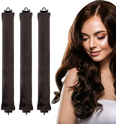 elook 3PCS Heatless Curlers, High Resilience Hair Rollers Lazy Heatless Blowout Rods, Soft Velvet Thick Flexi Rods with Hook, Women Long DIY Hair Styling Tools (2)