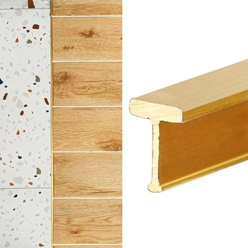 Övergångsprofil Trä Till Kakel Mässing Övergångsremsa T Form, Matta/Laminat/Vinylgolv Tröskellist/Lucktäckning/Kantlist, Skärbara Dekorativa Remsor(W10xH12mm(0.39x0.47))