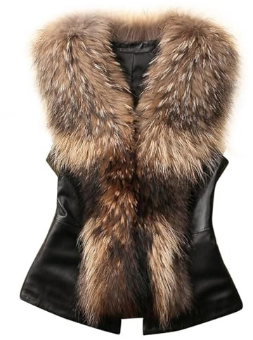 Weste Damen Winter Kunstfell Weste Damen Elegant Casual Fellmantel Damen ärmellos Pelzmantel Damen Outwear Westen Frauen Pelz Kragen Lederjacke Mit Fell Damen Outdoor Weste Damen Warm