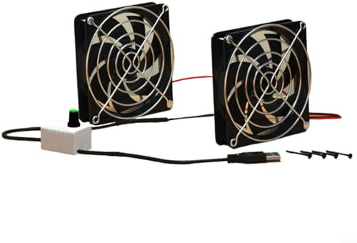 URPIZY Ventilador USB para gallinero CC 5 V, eliminación de olores, 8 cm, 12 cm, ajustable (ventilador doble de 8 cm)