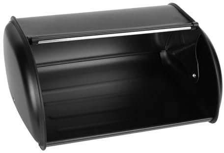 RASTKY Caja de Pan de Acero Inoxidable, Contenedor de Acero de Gran Capacidad, Contenedores de Pan Antideslizantes, Contenedor Grande, Almacenamiento de Cocina, Negro
