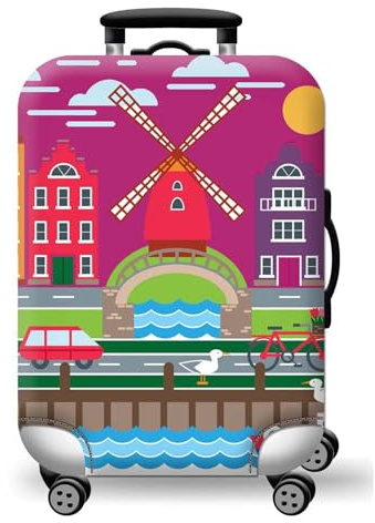wxlmom Kofferschutzhülle XL Stadt Waschbar,Suitcase Cover Für Kinder Und Erwachsene,Elastischer Spandex-Koffer-Protector,Koffer-Abdeckungen