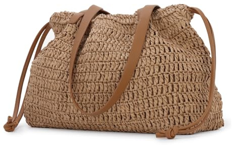 Jywmsc Sommer Strandtasche Stroh Urlaub Handtasche Tote Geflochtene Umhängetasche Stroh Clutch Handtasche für Frauen