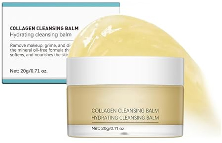 Collagen Cleansing Balm, Makeup Remover and Face Cleanser with Hydrating Oils, Vitamin E for All Skin Types