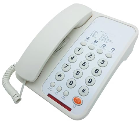 Téléphone fixe filaire de base pour personnes âgées - Téléphone domestique analogique avec rappel - Petit bureau filaire - Téléphone de bureau à grand bouton