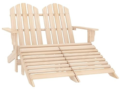 QZZCED Adirondack-Gartenbank 2-Sitzer mit Fußteil Tannenholz Balkonstühle Sitzmöbel für Draußen für Innenhöfe