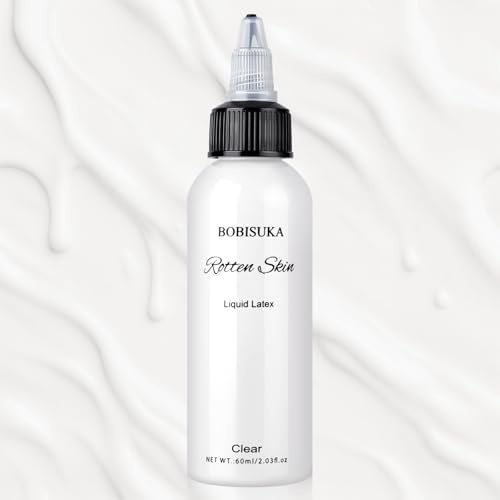 Halloween Liquid Latex SFX Makeup(2 fl oz) – Fake Skin & Wounds for Zombie, Clown, Vampire Costume, Cosplay, Special Effects Scars, Cuts Make Up for Face and Body, Fast-Dry, Non-Toxic, (Clear)