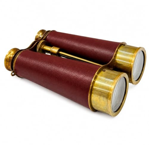 Fernglas aus antikem Messing, braunes Leder, Vintage- und Marine-Fernglas für Wandern, Camping, Jagd, Vogelbeobachtung, nautisches Piratenfernglas