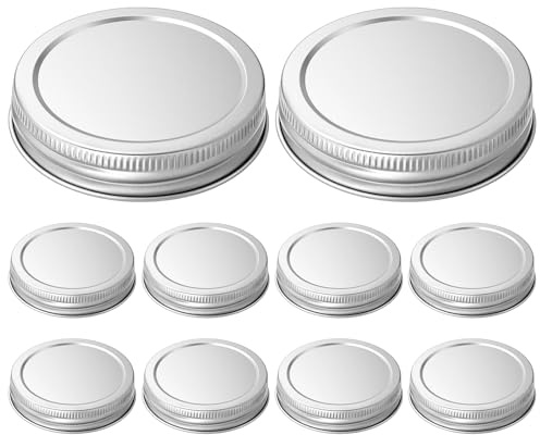 Guduling 10pcs Mason Jar Lids, 2.83in Tinplate lids of mason jars, Reusable Canning Lid Set, Leak Proof Fits Storage Jars, Jam Jar (Silver)