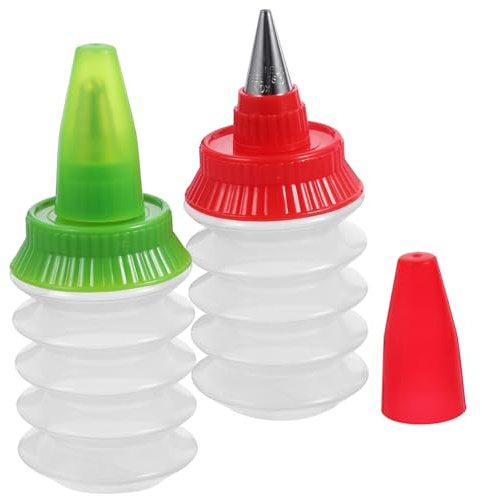 Toyvian Botellas para Glaseado para Decorar Galletas y Pasteles, 2 Piezas, PP Resistente, Diseño Portátil y Reutilizable, Accesorio para Repostería y Decoración de Postres Color Aleatorio
