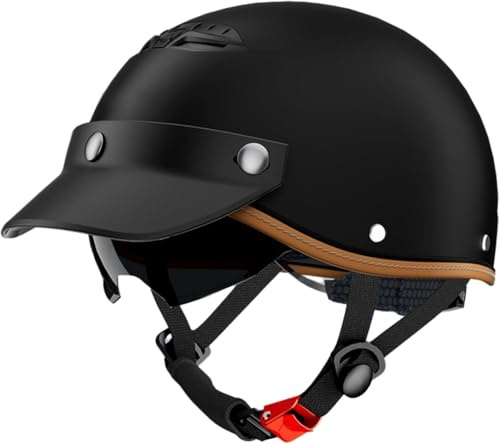 Caimcie Motorradhelm mit Visier für Damen und Herren, ECE/DOT-geprüft, Jethelm für Motorräder, Rollerhelm A,55-60CM
