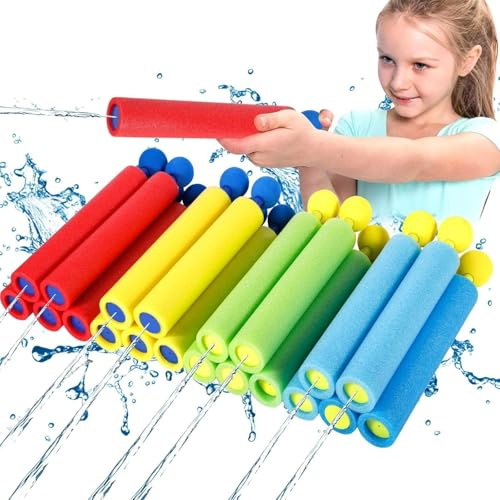 MWZEAUL 20 stycken vattenpistol-set, vattensprutpistoler, skum för barn, 9,1 m räckviddssprutpistol vatten, vattenspruta, vattenleksak för pojkar flickor, för trädgård, strand, pool