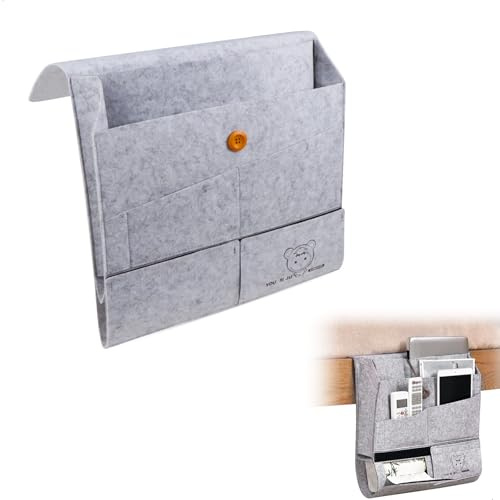 jinminamz Reposabrazos Sofa de Fieltro, Bandeja Sofa Organizador, Organizador Mando a Distancia, Bolsa Almacenamiento para Sofá Pañuelos, Teléfonos Móviles, Libros, Mandos a Distancia(Gris)