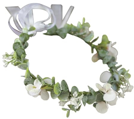 Hemobllo Zartes Brautstirnband mit Blumenkranz Leichter Damen Haar Accessoire Weißer Brautkopfschmuck für Hochzeit und Festliche Anlässe