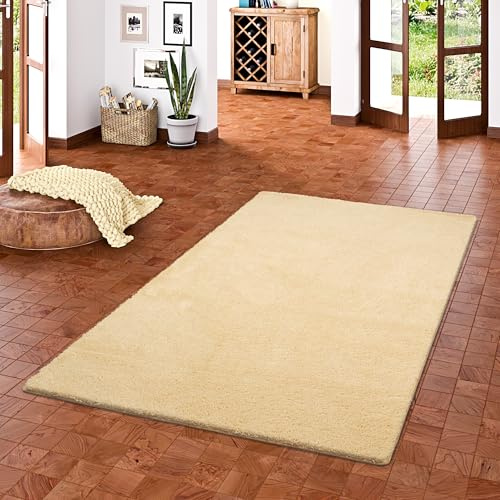 PALACE Hochflor Shaggy Teppich Wohnzimmer Schlafzimmer Super Flauschig rutschfest Natur