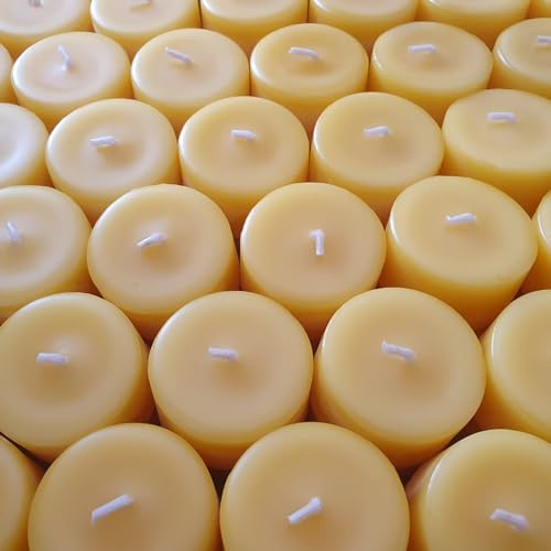 Bienenwachskerze Teelicht 50er-Pack 4 cm Tafel-Vorrat — handgegossene Teelichter Saison-Großpack, Made in Germany
