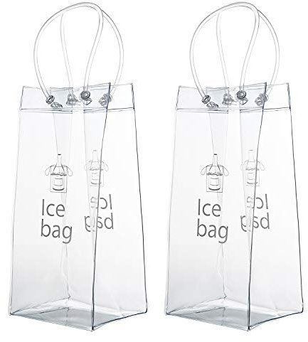 Vordas 2 Pacchi Sacchetto di Ghiaccio Trasparente con Manico per Champagne Vino