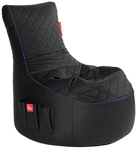 Gamewarez Arctic Hurricane Sitzsack – Gaming-Sitzsack Indoor und Outdoor geeignet mit Rückenlehne, ideal für PS5, Nintendo & Xbox Spieler, mit Seitentasche, Kunstleder, Made in Germany, schwarz-blau