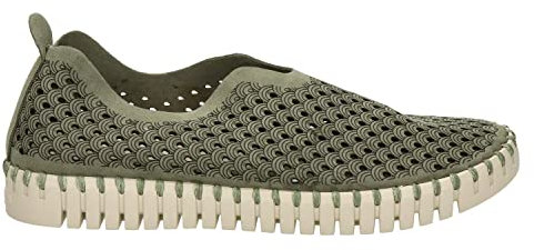 Ilse Jacobsen HORNBÆK | Flache Damen-Schuhe | Slip-On Sneaker mit Recyceltem Mikrofaser-Material und Rutschfester Natur-Gummisohle | Tulip3275 | Leicht Atmungsaktiv Umweltfreundlich | Army | 38