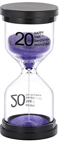 SuLiao 20 Minute Sand Timer Hourglass：Colorful Small Purple Sand Clock 20Min, Plastic Sandglass for Kids, Games, Decorative, Classroom, Kitchen, Toothbrush Timer