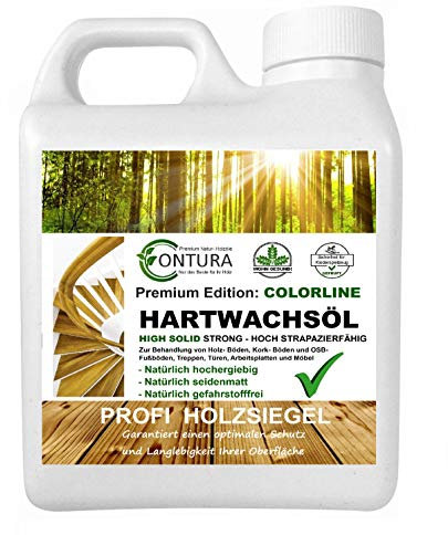 1 Liter Contura Hartwachsöl High Solid Colorline FARBIG weiß grau braun schwarz Hartwachs Öl Fußbodenöl Parkettöl Möbelöl Holzöl Hartöl (Light white - weiß 09)