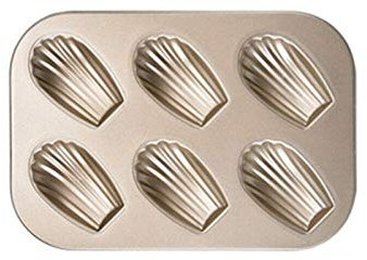 Mini Madeleine Mold Cake pan 6 Cavity Non-Stick Oval Scallop Cookie Baking pan Madeleine Tray Non-Stick Carbon Baking Tin Cake Pan Madeleines Baking Tray DIY Durable Cake Mould Pan Mold (B)