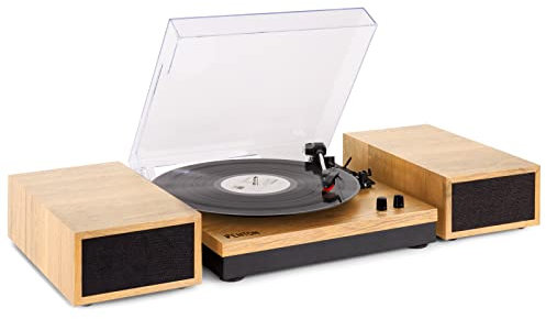 Fenton RP165L Platine Vinyle Bluetooth avec 2 Haut-Parleurs Stéréo - Bois Clair, Lecture 33, 45 et 78 Tours, Système HiFi, RCA, Une Platine rétro Idéale pour Décorer et Écouter Vos Vinyles