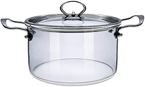 ABHOME Casserole en Verre avec Couvercle Transparent - Marmite Transparente chauffante de 3,5 L ou 5 L Marmite en Verre avec Couvercle pour Soupe Salade de Nouilles instantanées pour bébé (3.5L)