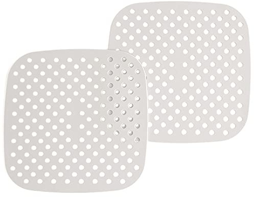Air Fryer Silicone Liners, Non-Stick, Easy Clean, Reusable Air Fryer Liner Mats Accessories 8.5” SQUARE (2-Pack) “COOL GRAY” Fits most air fryer models