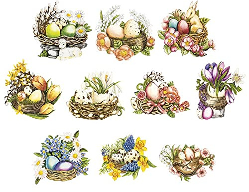 Ideen mit Herz 3-D Motive, ausgestanzt, ca. 7-10 cm, 10 Stück im Beutel | Bilder zum Basteln & Dekorieren | Grußkarten selber machen | Bildmotive für Scrapbooking & DIY-Deko (Stilvolle Osternester)