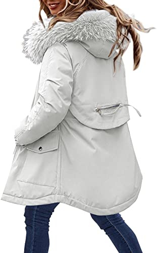 Padded Jackets for Women UK Womens Winter Coats Plus Size, Woemns Ladies Warm Hooded Outerwear Solid Thick Padded Jacket Windproof Raincoat Winter Warm Snow Coat(D-3,XL)