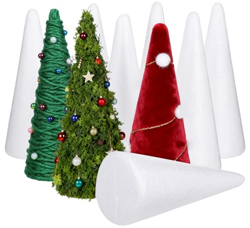 Happyyami Steckschaum Kegel 12 Schaumkegel Zum Basteln DIY-Schaumbaumkegel Weiße Styroporkegel Schaumkegelturm Kunstbedarf Für Weihnachten Schule Bastelprojekt Papes | Kinder Zum Bemalen Bekleben Und Verzieren FüR Weihnachtsbasteleien Schule Kindergarten Und Zuhause