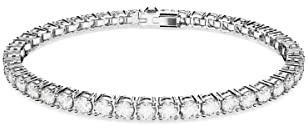 Swarovski Matrix Tennis Bracelet, Round Clear Stones on Rhodium Finished Band, Size M, Part of the Matrix Tennis Collection
