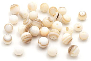 Vintageparts Muschelperlen in weiß 5mm 30 Stück Perlen zum auffädeln und Schmuck selber Machen Set für Erwachsene und Jugentliche Modeschmuck herstellen