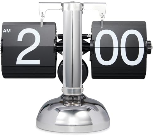 Wkevnu Vintage Flip Clock - Retro Digital Desk Clock With Auto Flip Mechanism, Battery Powered Internal Gear Operation for Home Office Decor