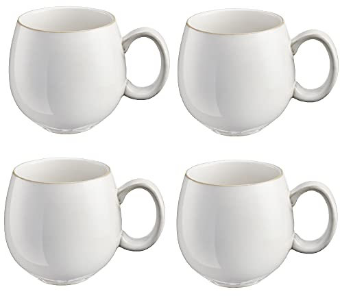 Cooks Professional Set of 4 Mugs Nordic Stoneware Mugs 490ml with Reactive Glaze Finish | X-Large Modern Stylish Ceramic Tea, Coffee, Hot Chocolate Drink Cups | Dishwasher & Microwave Safe | White
