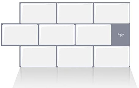 Alwayspon 10 Sheet White 3D Vinyl Wall Tile Sticker Transfers,Peel and Stick Self-adhesive Waterproof Splashback Stick on Tile Decals for Kitchen Bathroom Wall, 12inchx6inch