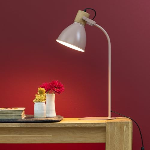 Lightbox skandinavische Schreibtischlampe - 52 cm Höhe - Tischleuchte mit | Schreibtischlampe, 52 cm Höhe, E27, max. 40 W, schwenkbar, Metall/Holz