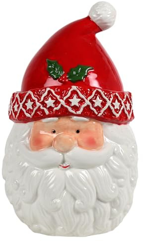 Bloomingtons Direct Santa Claus Cookie Jar Large Ceramic Storage Jar with Lid Cookie Storage Jar Novelty Christmas Biscuit Barrel with Lid