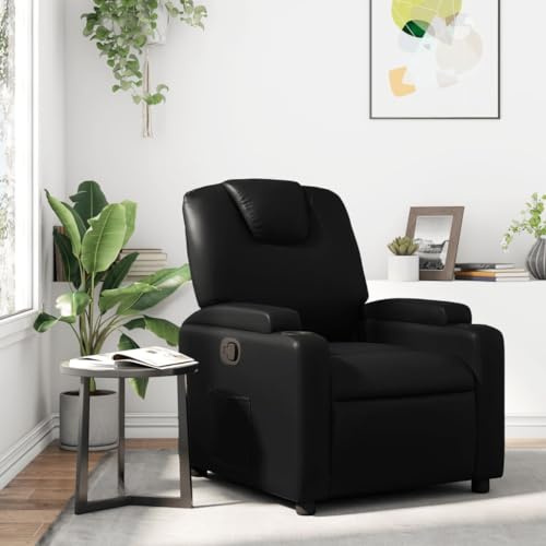 Festnight Relaxsessel Schwarz Kunstleder Relaxsessel mit Liegefunktion TV-Sessel TV Liegesessel Verstellbare Rückenlehne und Fußstütze Sessel mit Liegefunktion Wohnzimmer Liegen Sessel