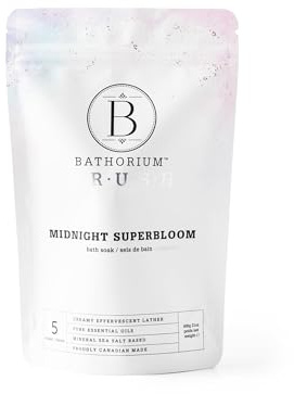 Bathorium Midnight Superbloom Crush, Wildflower Bath Soak, Lavender, Rose, Butterfly Pea Flower, Jasmine, Dead Sea Salt, 21 oz
