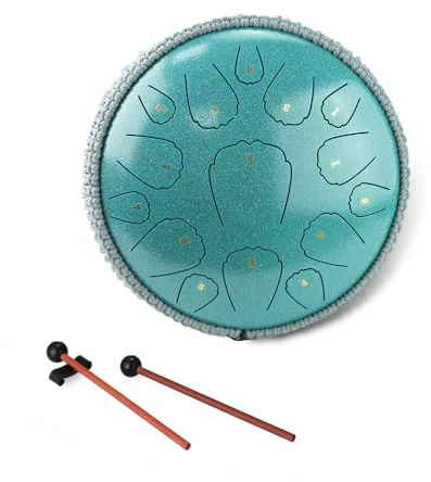 Btuty Zungentrommel aus Stahl, 13 Zoll, 15 Noten, Perkussionsinstrument mit D-Taste, tragbare Balsamico-Trommel mit Trommelschlägeln für Meditation, Yoga, Anfänger, Senioren, Familie