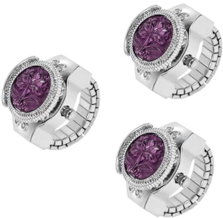 VALICLUD 3 STK Ringuhr Uhr mit Rosenmuster Damenuhren für Damen tatsächl Character Uhrengehäuse für Herren für Paare Mini-Uhr ringförmige Uhr Kristall Schmuck Taschenuhr einstellen